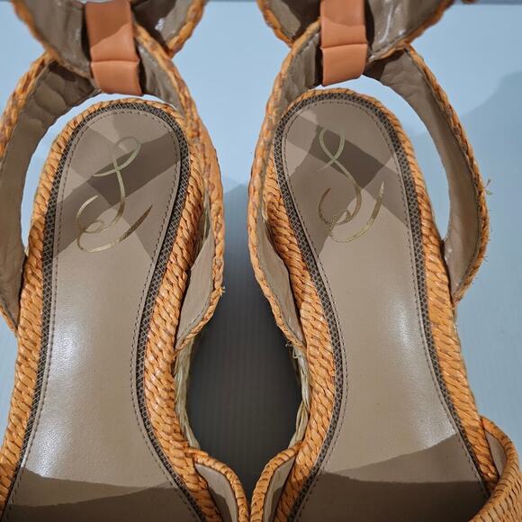 Sam Edelman April Espadrille Wedge Sandal Womens 9.5 Raffia Orange Platform NEW - Picture 8 of 13